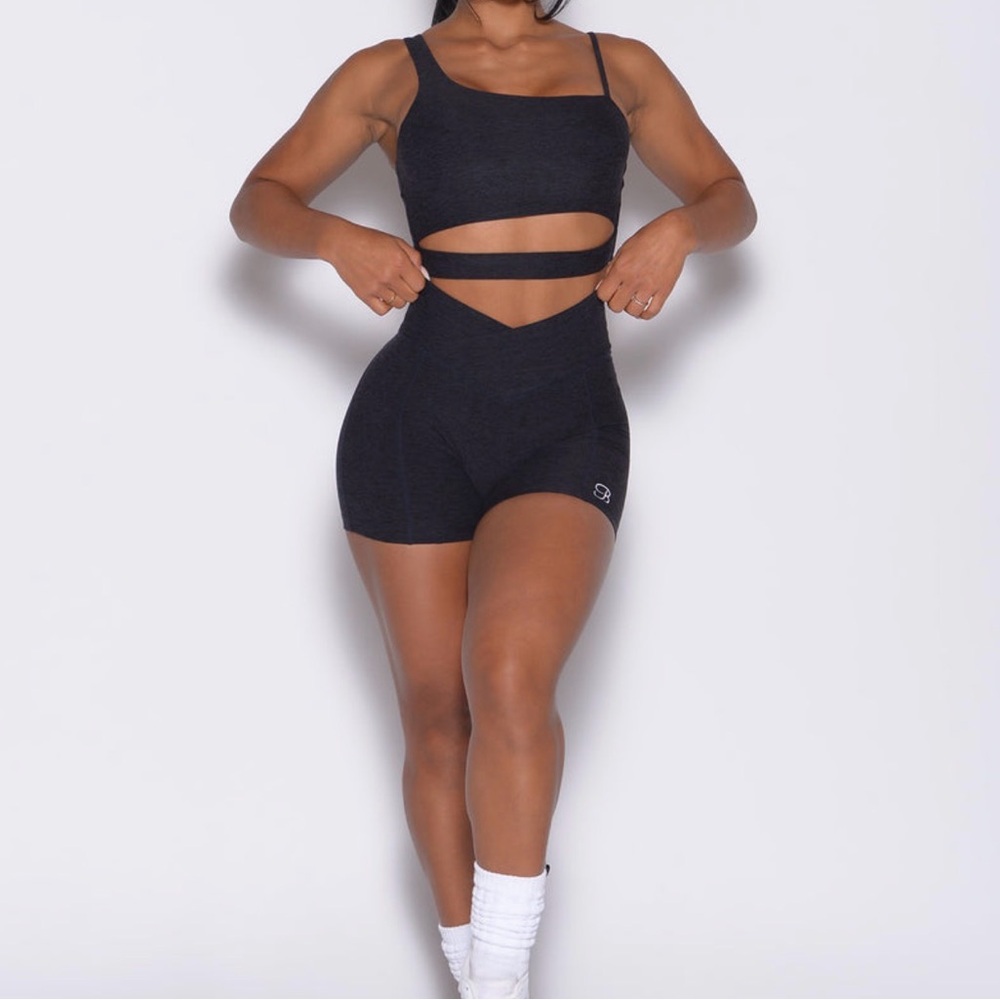 Bombshell Sportswear Heathered Black Tiny Waist Shorts size Small